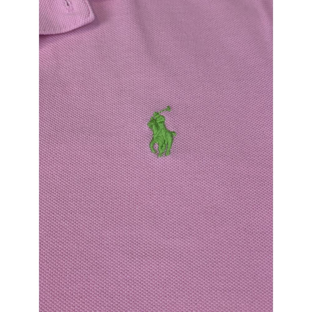 Polo Ralph Lauren Sz M Classic Fit Pink Polo Green Embroidered Logo 100% Cotton - Picture 6 of 8